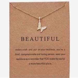 Beautiful Butterfly Necklace gold color chain BRAND NEW